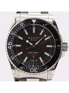 Gucci Dive 136.3 Quartz Date Black Dial Watch Kri